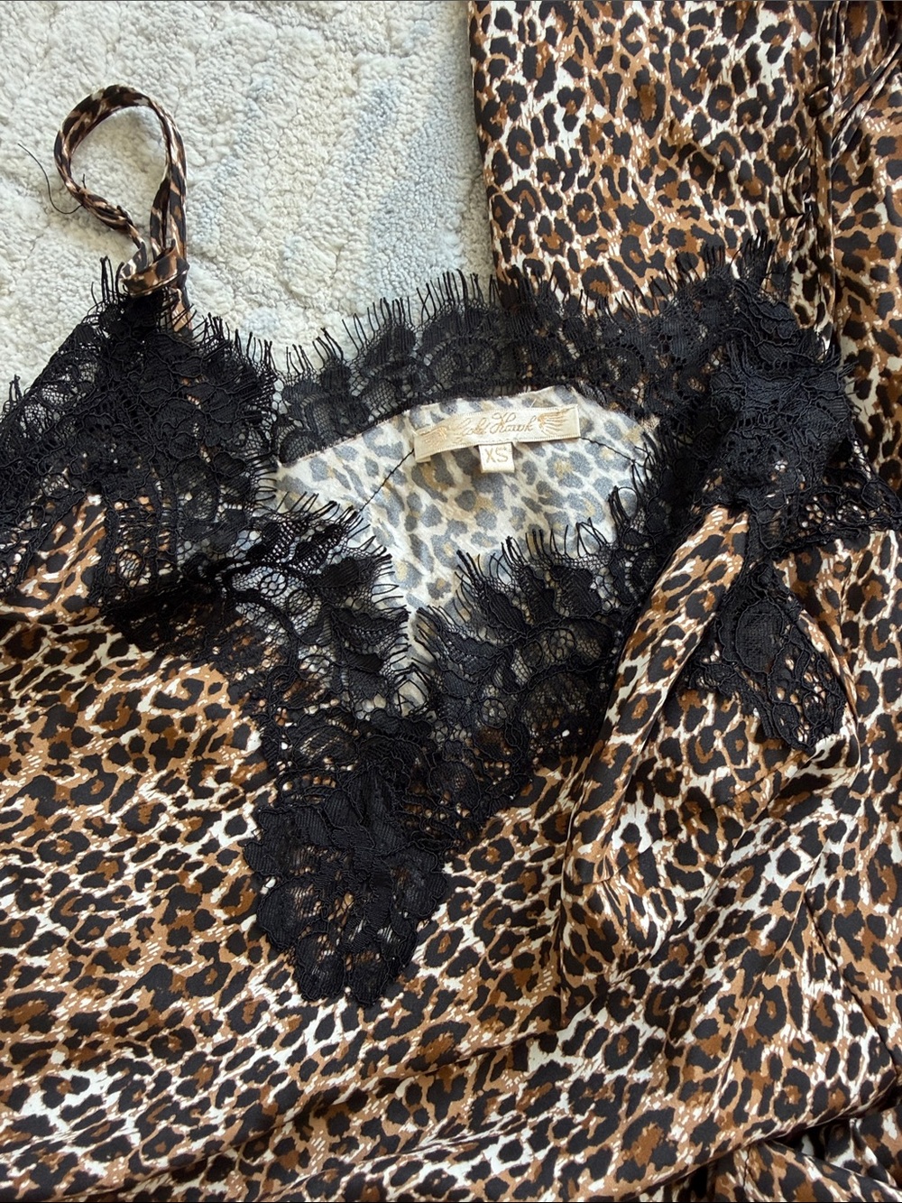 Gold Hawk 100% silk Leopard Satin Cami & Wide-Leg Set - Brown Black - Picture 2 of 8